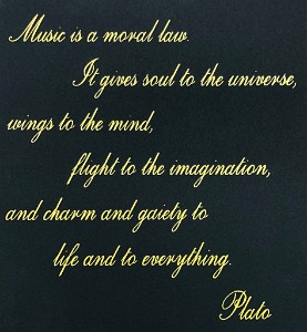 Calligraphy of Plato's music quote    &#169;  All Rights Reserved